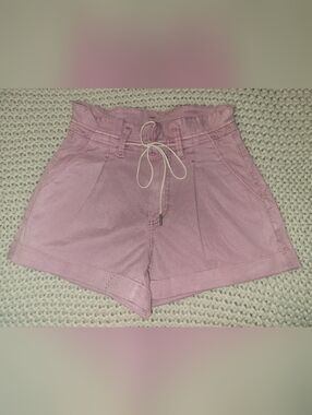 PAIGE Dusty Rose High-Waist Tie-Front Shorts